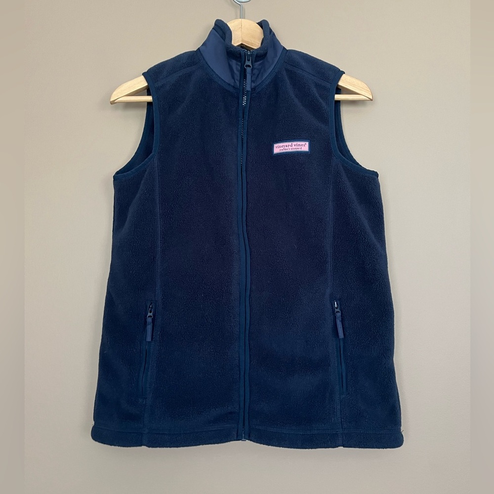 {Vineyard Vines} Harbor Fleece Zip-Up Vest in Navy - Youth Large (16/18)